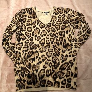 Buffalo David Bitton leopard print v-neck sweater